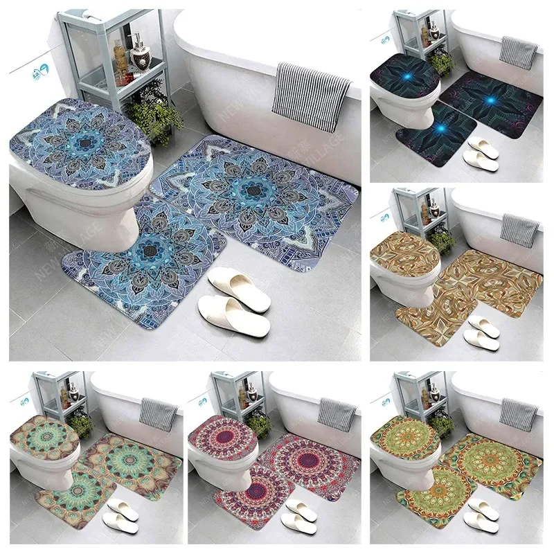 

Anti-slip Bath Mats Bathroom Shower Mat Decor Absorbent Foot Mat Entrance Bathtub toilet rug Morocco vintage Persia boho Mandala