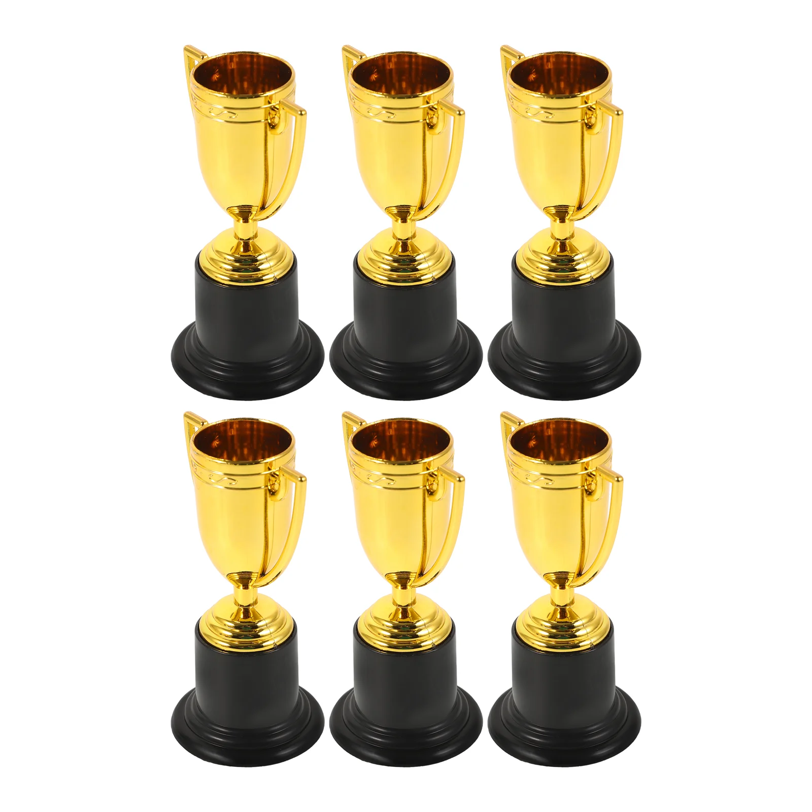 

6pcs 10cm Plastic Golden Trophy Student Sports Award Trophy Reward for Competitions (Golden)