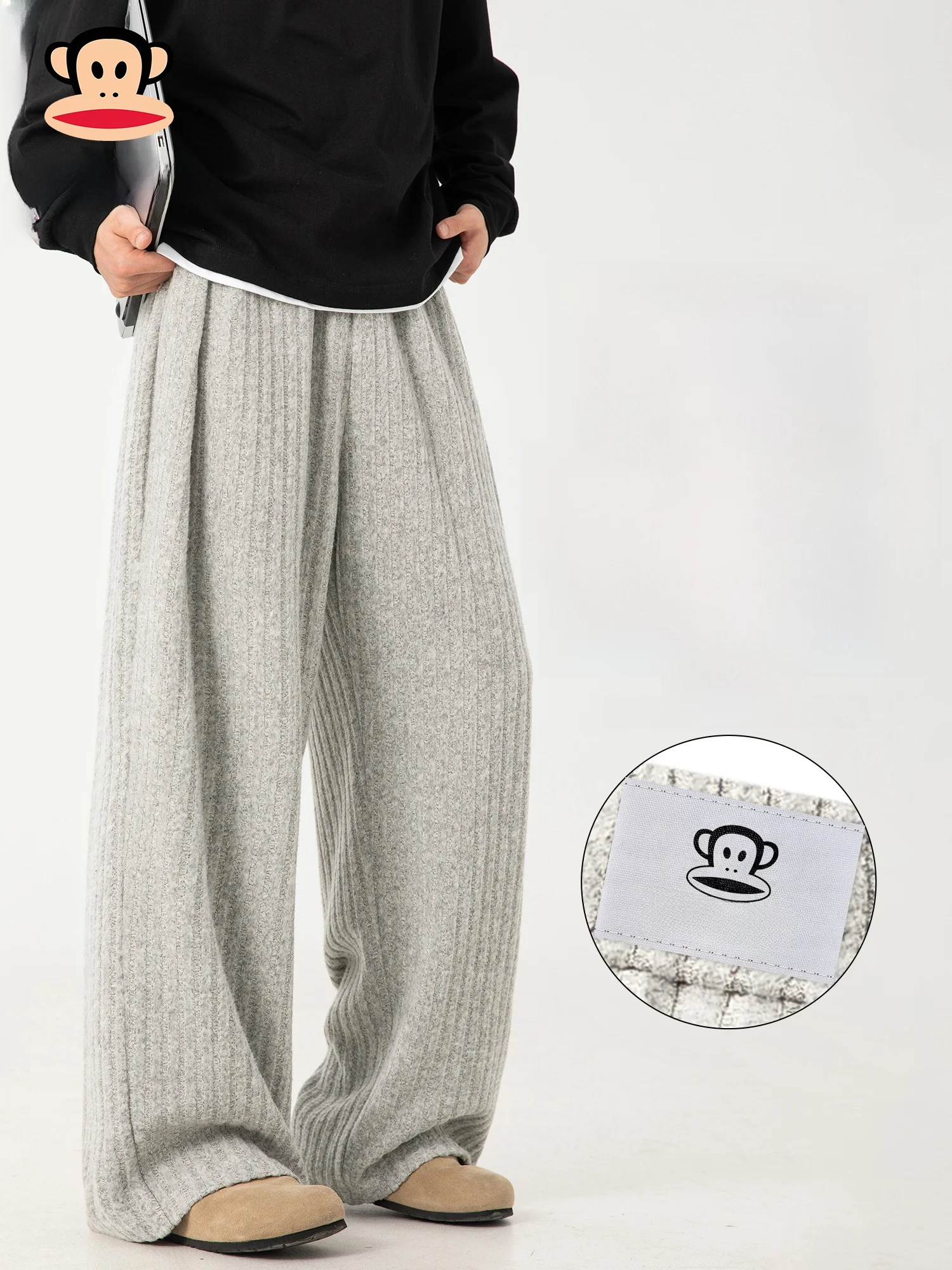 

PaulFrank Retro Casual Pants Men's Spring Loose Drapey Versatile Knife Wide Leg Pants Youthful Trendy Straight Leg Trousers