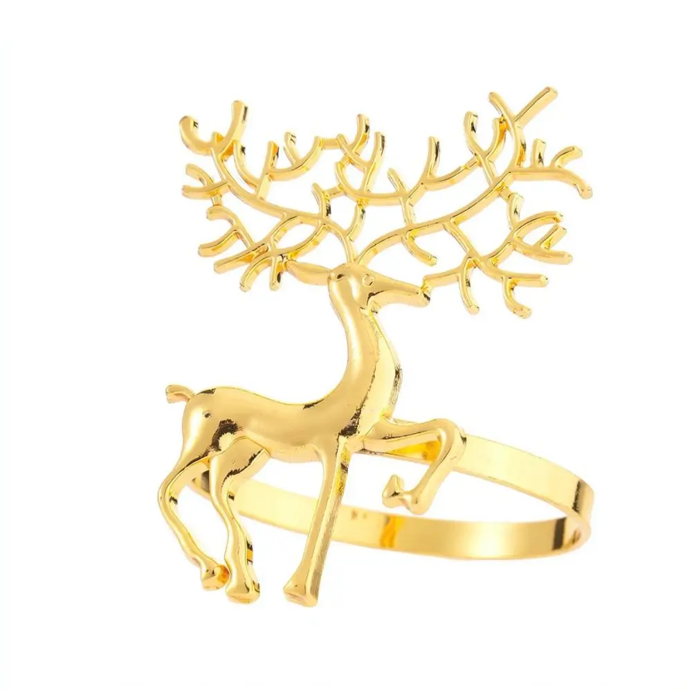Decorative Christmas Napkin Rings Metal Reindeer Snowflake Design Serviette Holder For Wedding Dinner Table Decor