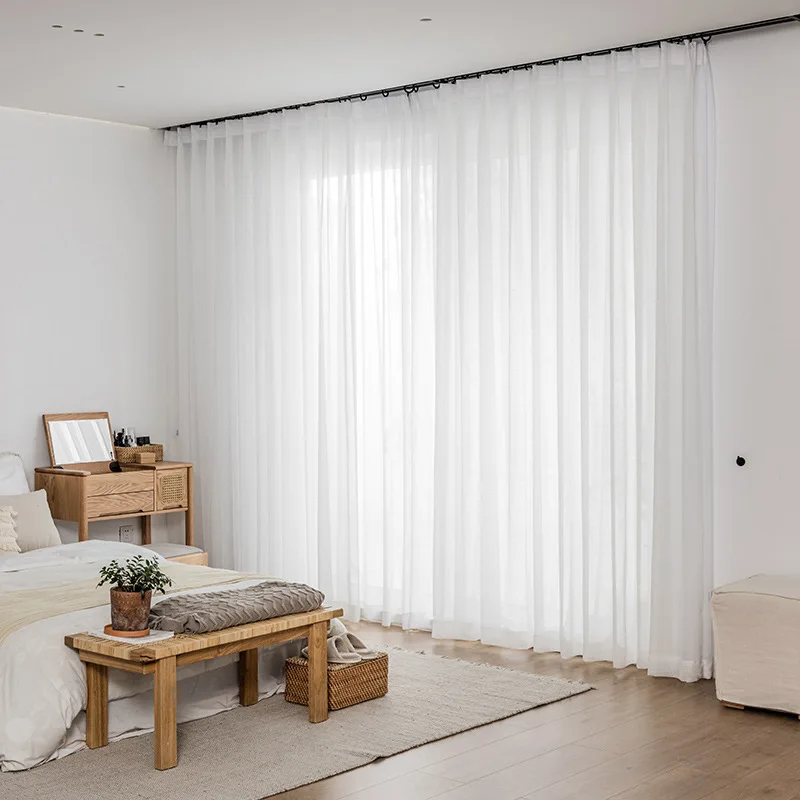 4 Styles Cream White Linen Like Stripe Window Screens Sheer Curtains For Living Room Tulle Modern Voile Bedroom Balcony Yarn