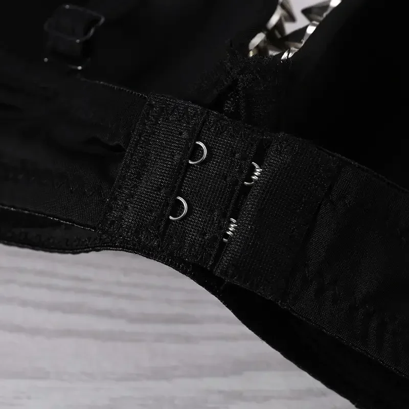 Sexy Women Push Up Bras Gothic Bra Top Rivet Punk Lingerie Black Nightclub Party Hot Fashion Underwear Rave Bralette