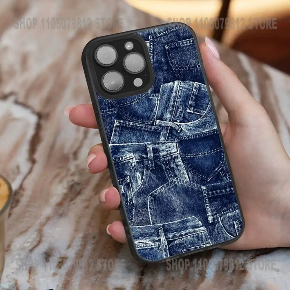Funda de teléfono con estampado vaquero Jeans para iPhone 17,16,15,14,13,12,11,X,Plus,Pro,Max,Mini carga inalámbrica magnética suave Magesafe