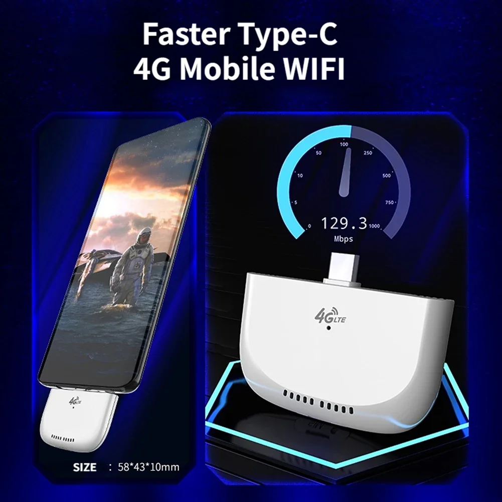 High Speed 4G LTE WiFi Modem with USB Adapter Wireless 4G Router Type-C Mobile Router for RV Travel Vacation Camping Remote Area