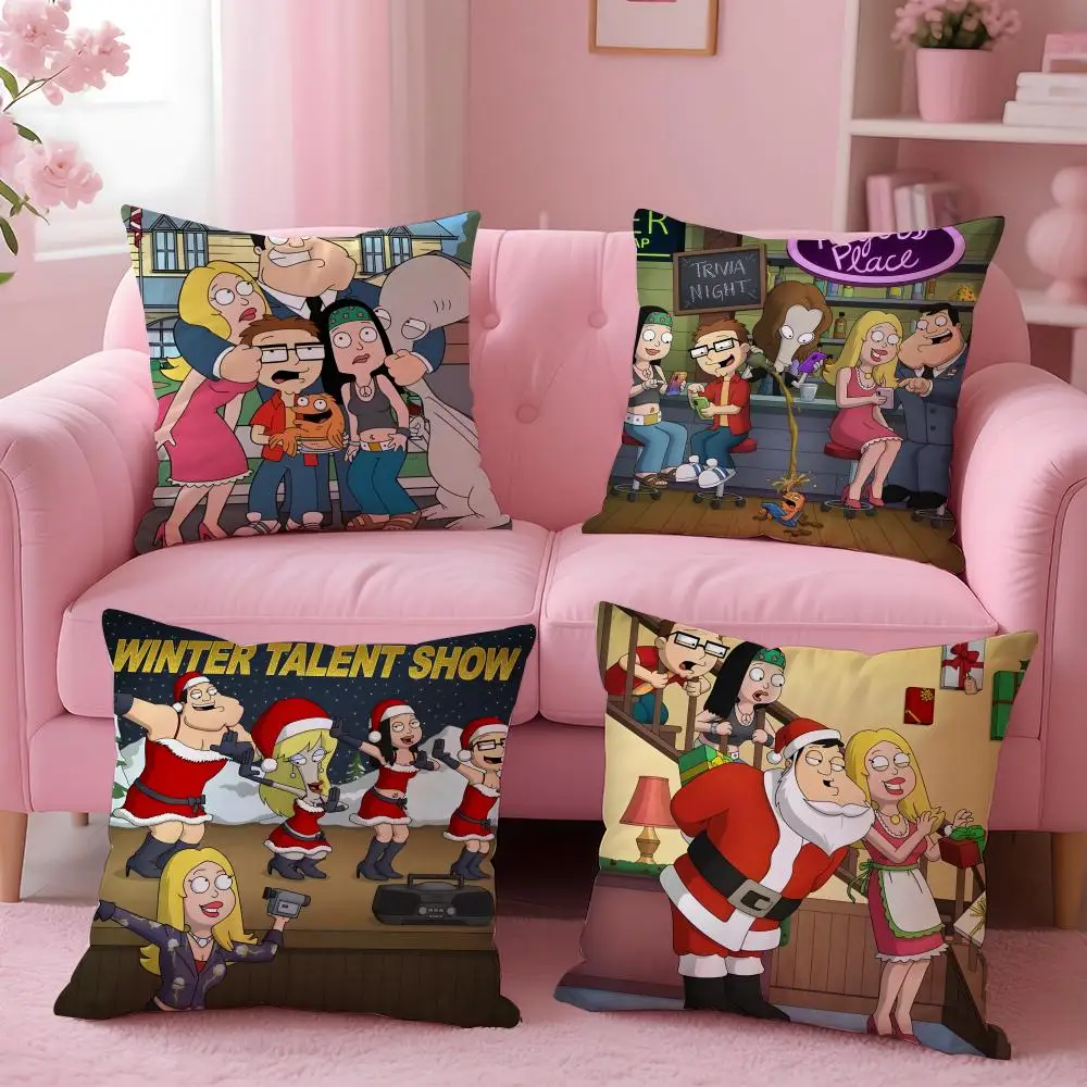 cartoon American Dad! Cushion Cover Cushion Cover Set 4Pcs 50x50 45x45 40x40 Pillowcase Decorative Sofa Home Decor