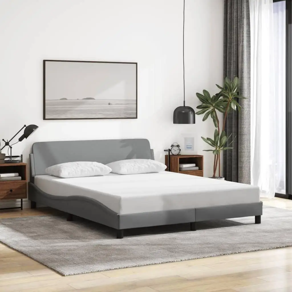 Light Gray Fabric Bed Frame 59.8x79.9 - No Mattress Included, Stylish & Durable Design