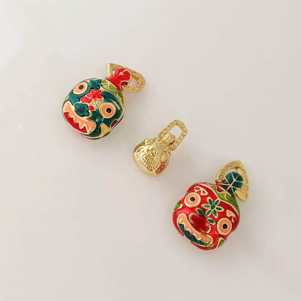 14K Gold-plated Blue-fired Oil-dripping Pendant Horizontal Hole Symbolizing Good Fortune Auspiciousness Handcrafted DIY Accessor