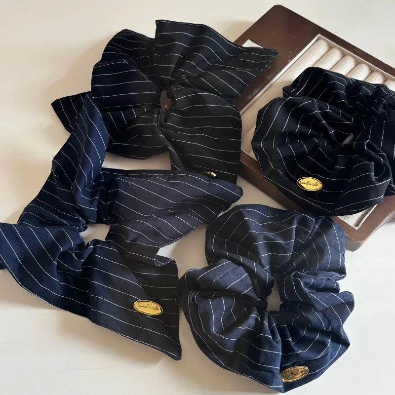 エレガントなストライプ生地のヘアネクタイ女性のための高弾性ヘアバンドおだんごローポニーテールファッショナブルなヘアアクセサリー