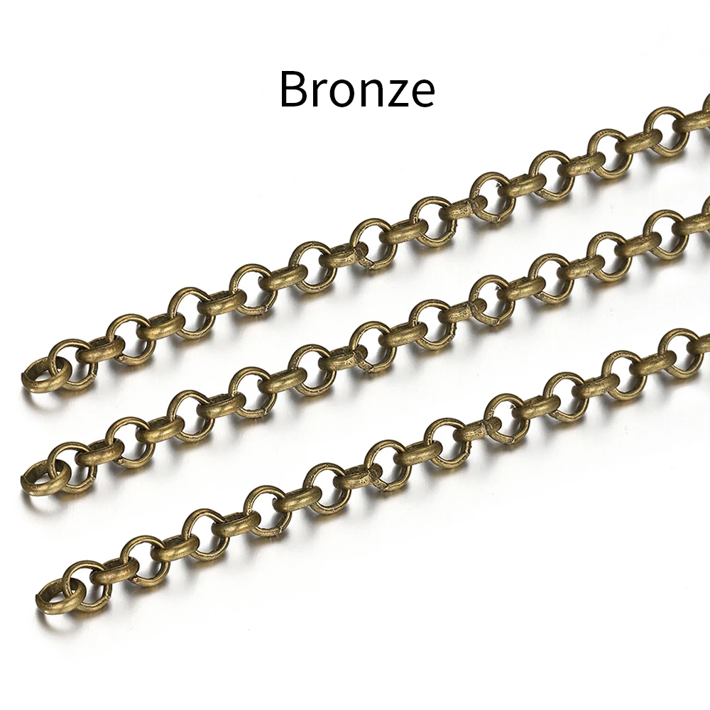 2 Meter Gold Farbe Runde O Form Halskette Armband Zubehör 3,2/4,8/5,8mm Kupfer Ketten Für DIY Schmuck Machen Komponenten