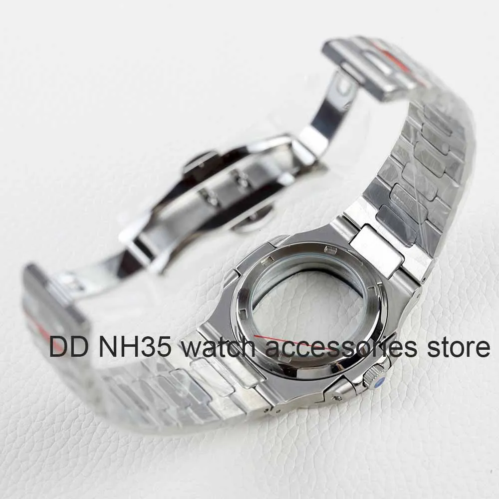 40mm NH35 Case Square Silver Waterproof for NH35 NH36 NH38 movement 30.5mm Dial Nautilus Watch Case Stainless steel Strap