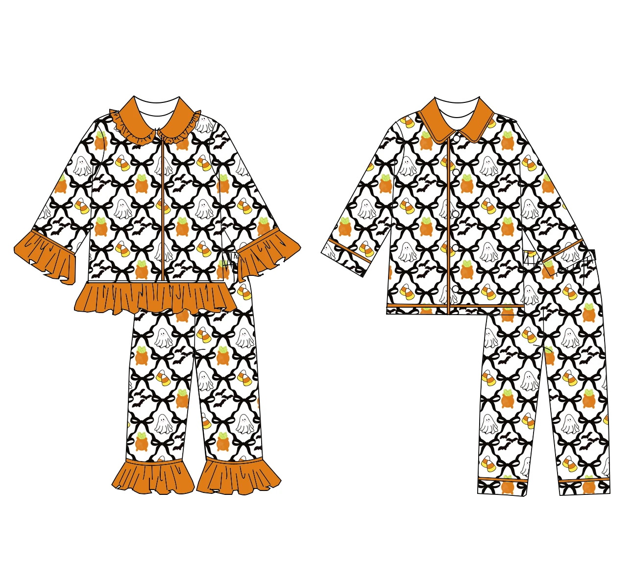 2025 Pyjamas De Halloween Pour Enfants,Halloweenl 2 Pièces Vêtements