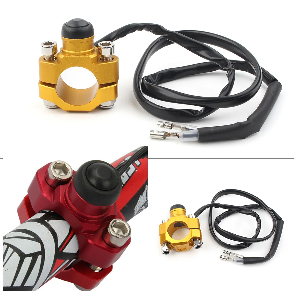 Gold New Rotating Bar Clamp Start Stop Switch Button Universal For ATV Motorcycles Scooters Quard with 7/8