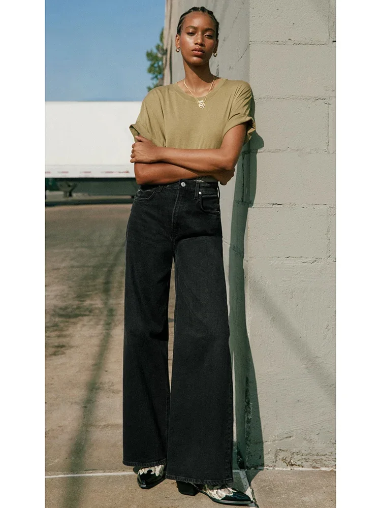 Dames laagbouw stretch grijze denim broek 2025, vrouwelijke jeans met rechte pijpen, dame effen kleur, dagelijks kantoor, goedkope lange jeansbroek