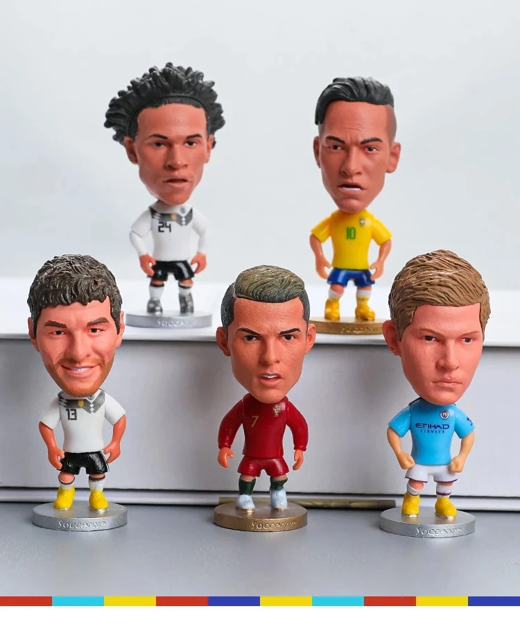 Soccerwe 7cm Height Football Mini Dolls Cartoon Player Figures Action Movable Christmas Gift