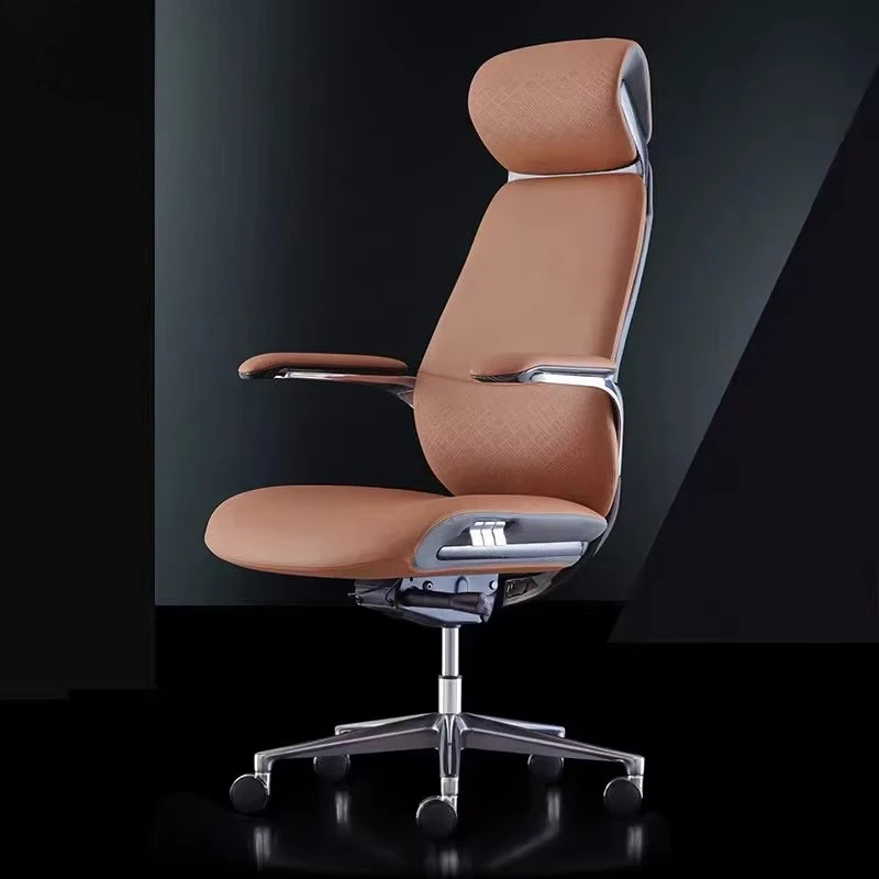 Luxury Genuine Leather Office Chair Modern Executive Aluminum President Chair Reclining Feature for Study Computer Office
