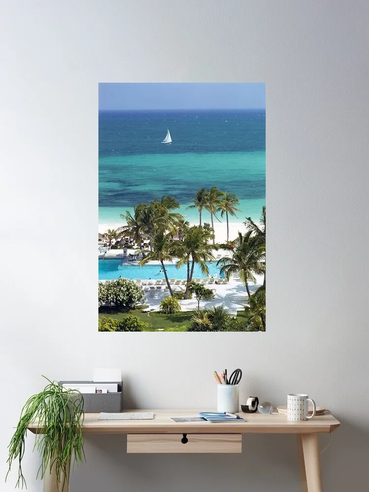 Slim Aarons - Beach at St Tropez, Print Art Canvas Poster, For Living Room Decor, Home Wall Picture