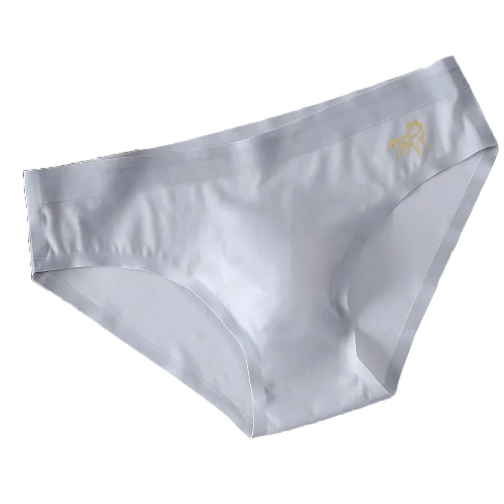 Mens Daily Sexy Ice Silk Middle Waist Underwear Briefs Solid Convex Pouch Underpants Panties Sexy Erotic Linger G-String