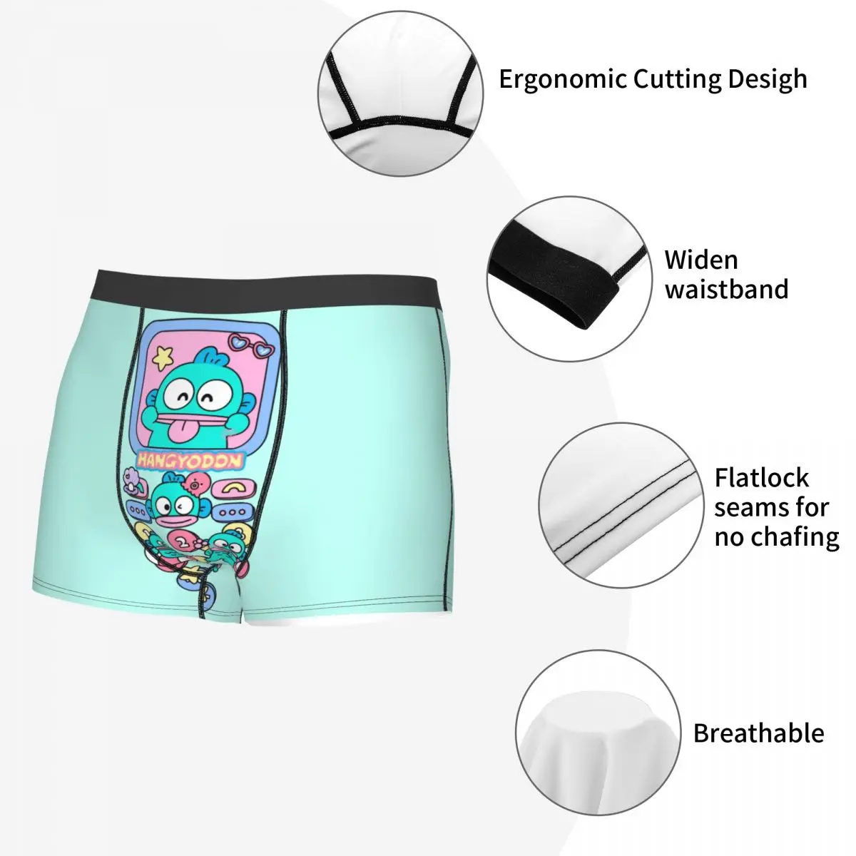 Custom Male Novelty Hangyodon Cartoon Underwear Boxer Briefs Breathable Shorts Panties Underpants