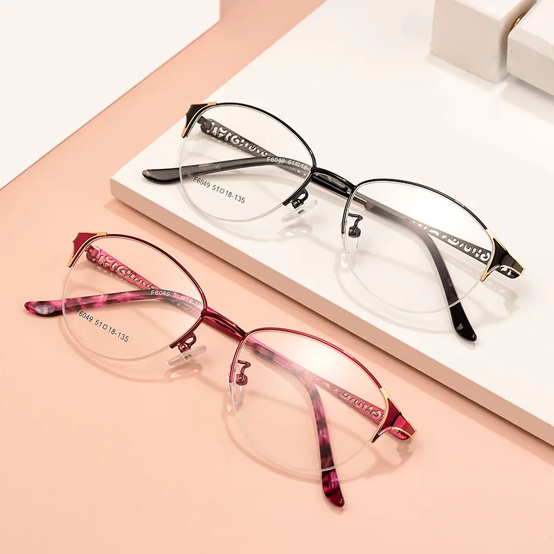 

New Arrival Half Rim Metal Frame Glasses For Women with Spring Hinges Round Reading Eyewear Hot Selling