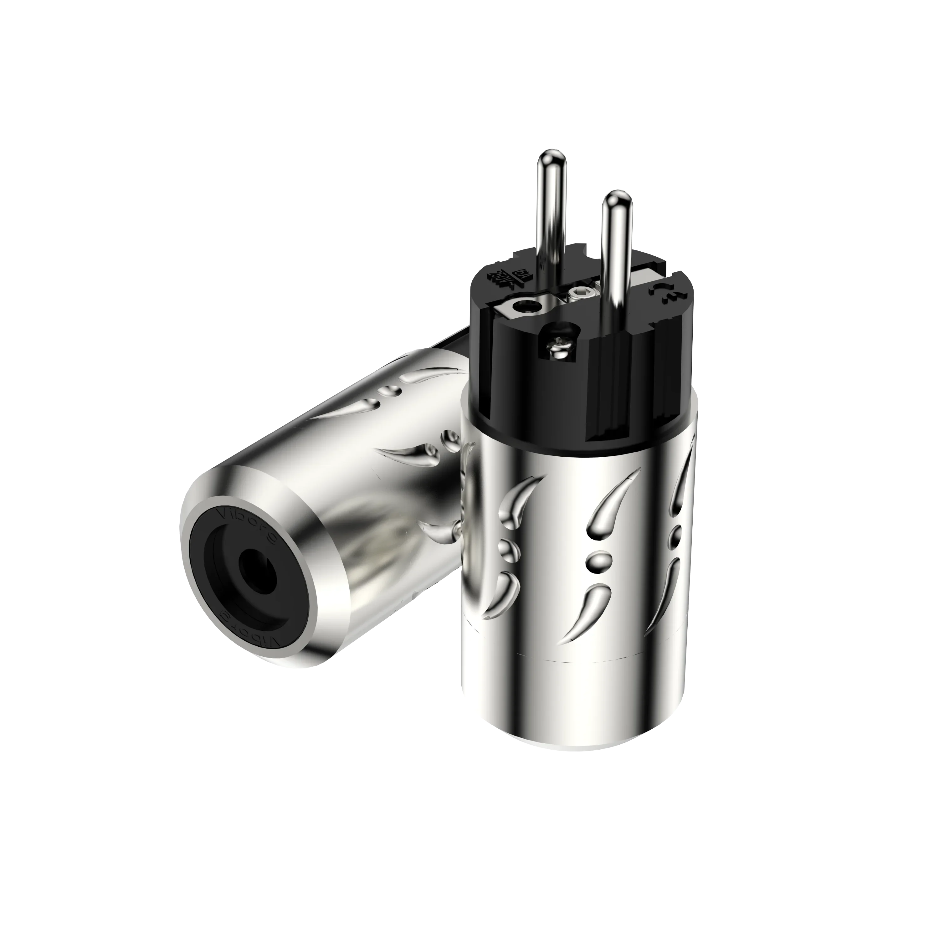 Pair Viborg VE502R+VF502R Aluminium Pure Copper Rhodium Plated European Power Connector hifi IEC PLUG