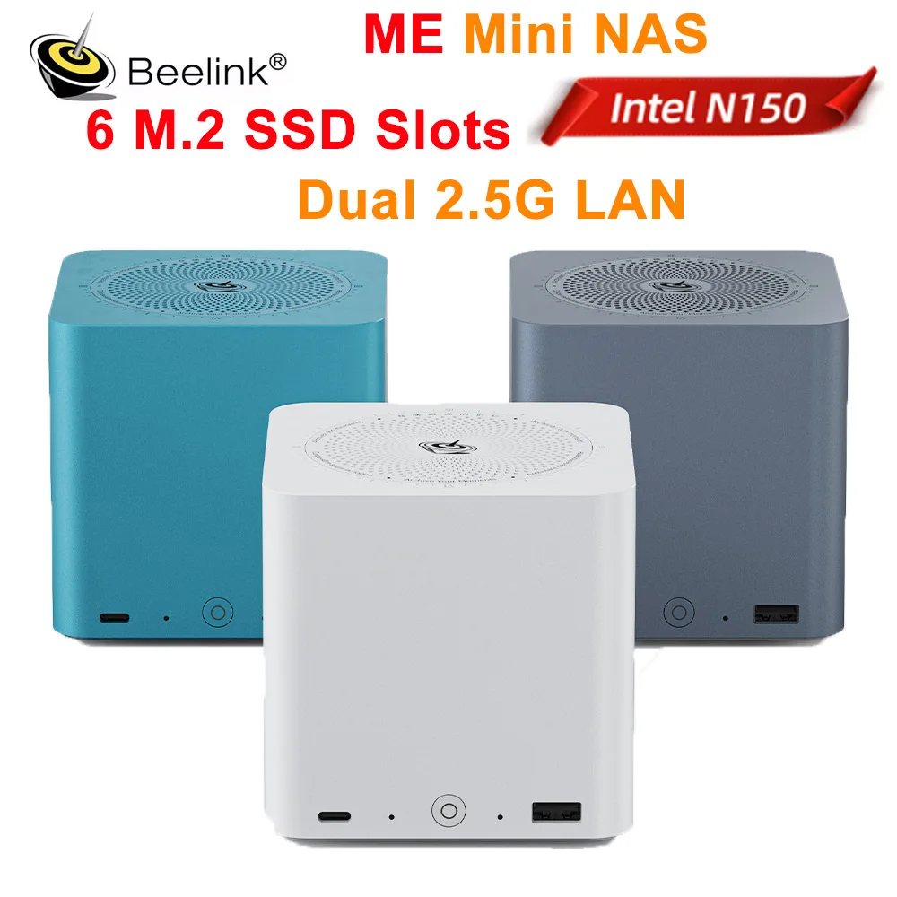 2025 Beelink ME Mini NAS Intel Twin Lake N150 LPDDR5 4800MHz 16G RAM WiFi 6 2.5 LAN Mini PC Computer Home Network Cloud Storage