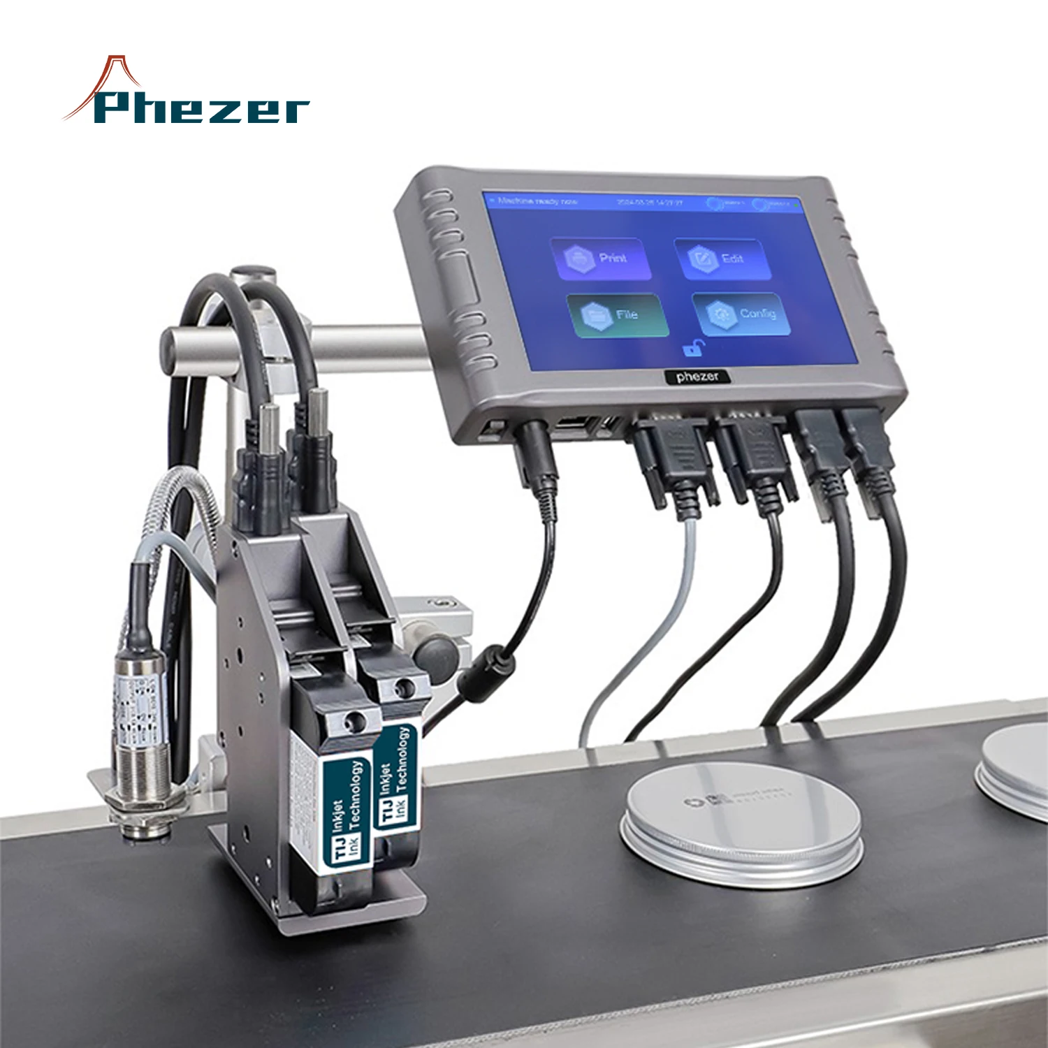 Phezer P260E 12.7/25.4mm Coding and Marking QR Code Barcode Serial Number Expiration Date Label Printer Online Inkjet Printer