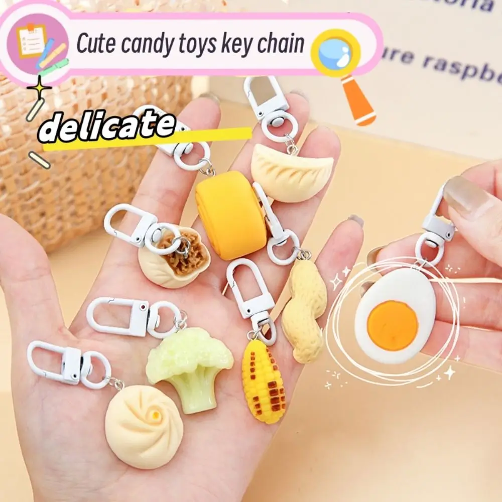 2 PCS Fun Simulation Food Play Key Chain Dumplings Key Chain Cartoon Couple Girlfriends Backpack Accessories