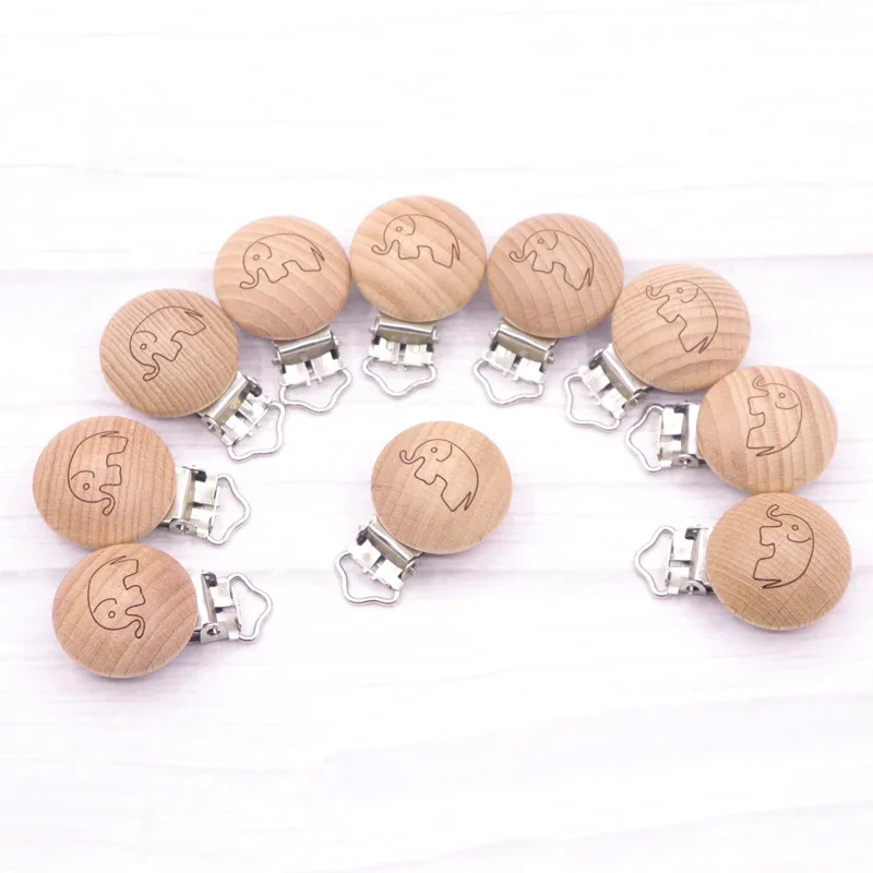 5pcs Baby Pacifier Clip Wooden Teether Panda BPA Free Beech Soother Clasp Wooden Blank Nipple Holder Childen'S Goods