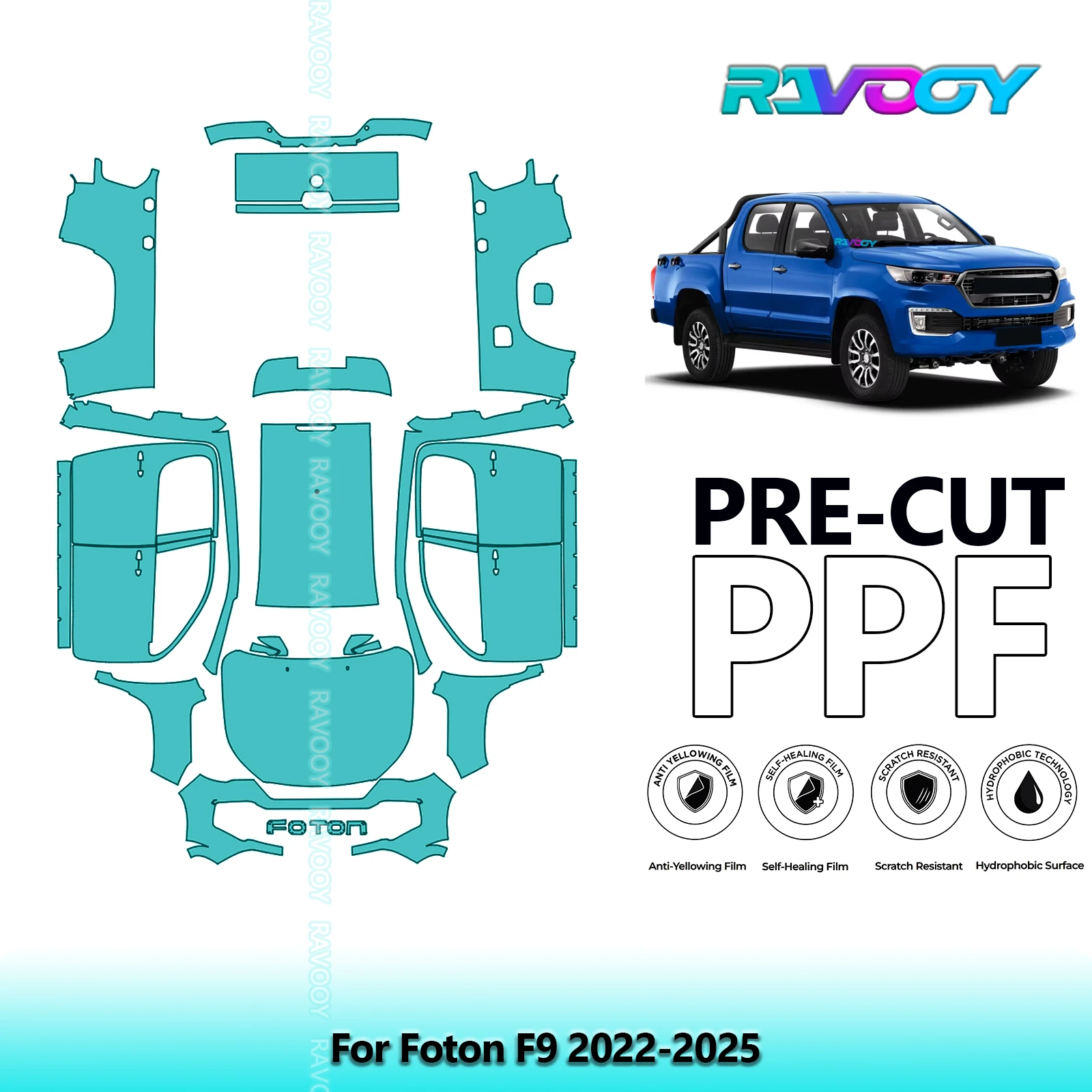 

Full Vehicle Clear Bra Precut PPF Paint Protection Film For Foton F9 2022-2025