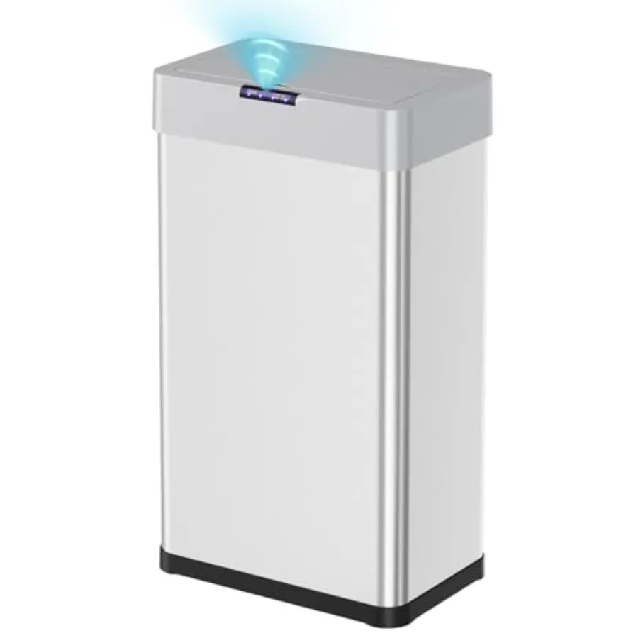 

13.2 Gallon Motion Sensor Trash Can Touchless Automatic Garbage Can Brushed Stainless Steel Smart Bin with Bag Holder Soft Clos