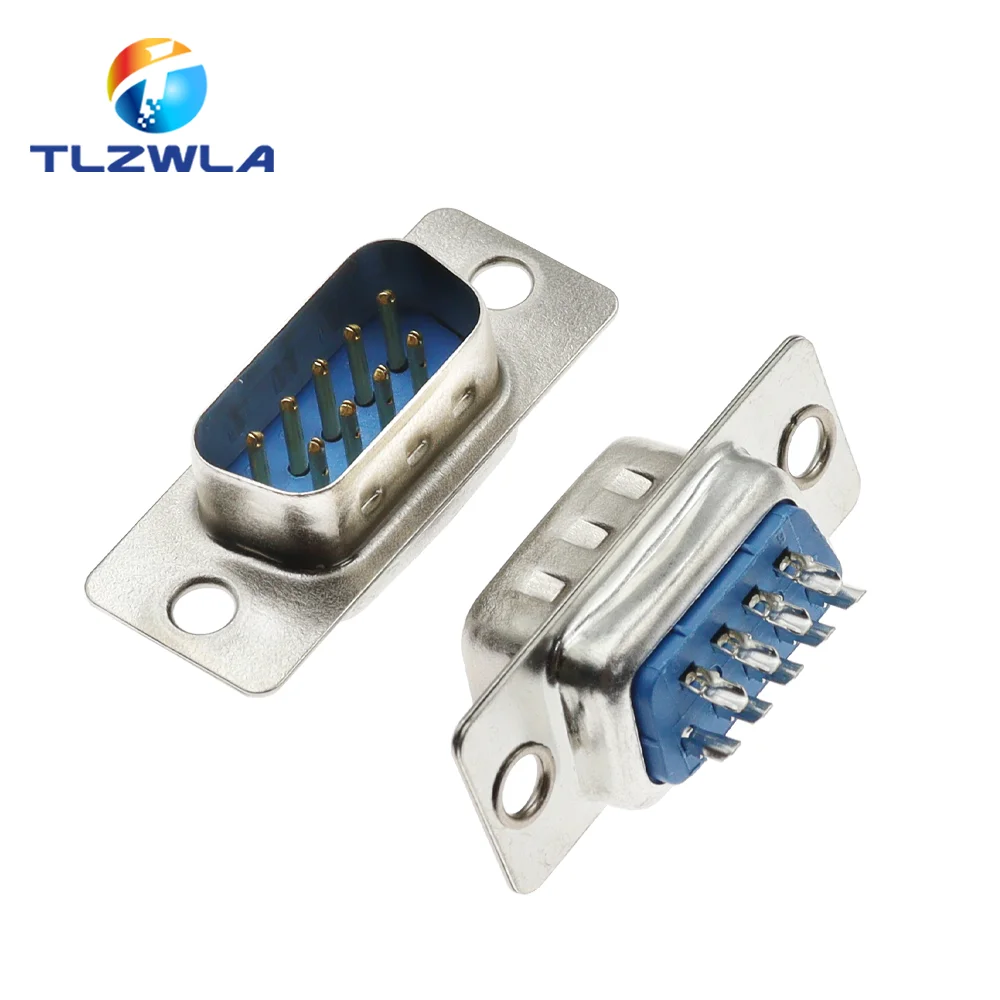 10PCS RS232 DB9 Connector Serial VGA 9 Pin Female 2 Rows Solder Type Plug D-SUB Male Plug Socket Connector