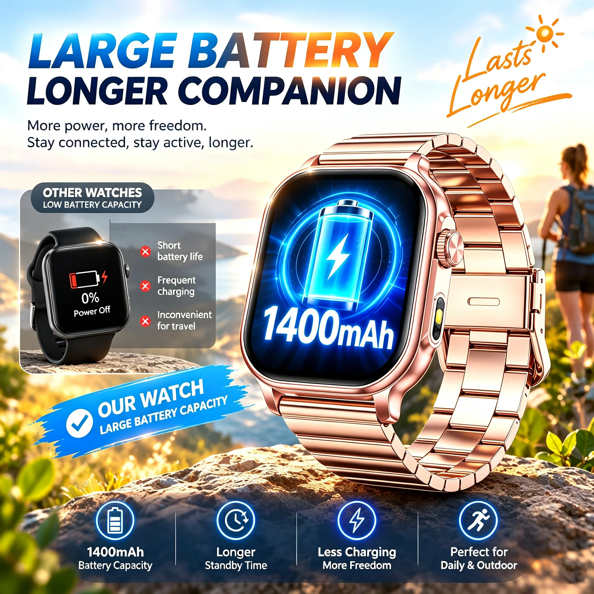 2026 New Smartwatch 2.01'' High-Definition Screen LED Flashlight Custom Dial Health Monitoring Multifunctional Men's Smartwatch