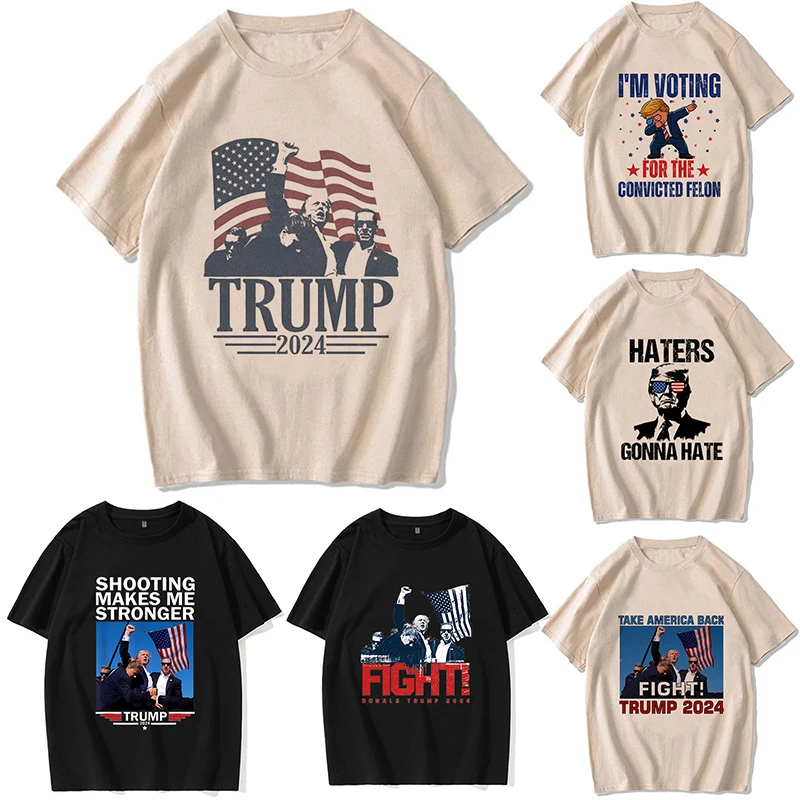 Donald Trump 2024 Vintage Tee Shirt Herren Harajuku Y2k Tops Funny Mange Printed Shirt Men Women Fashion EU Szie T-shirt Clothes