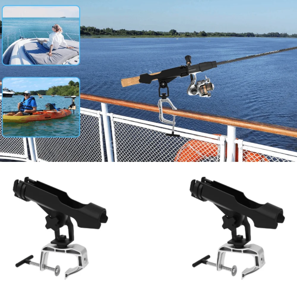

2PCS Multifunctional Directional Fishing Rod Bracket 360 Degree Rotation Adjustable Power Lock Fishing Rods Rack for Kayak Canoe