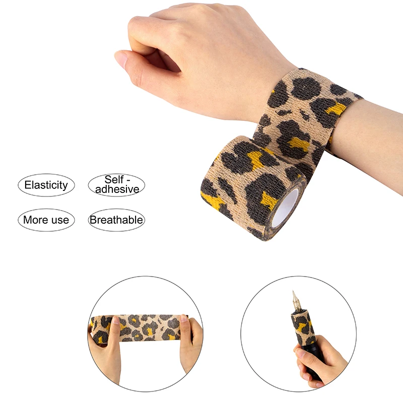 6/12/48pcs Animal Printed Self Adhesive Tattoo Elastic Bandage Sports Wrap Tape for Finger Joint Knee First Aid Kit Pet Tape