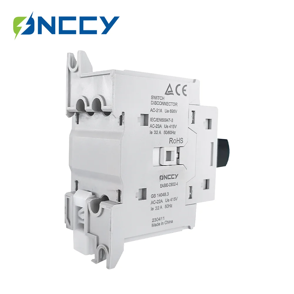 ONCCY EAS80 AC Isolation Switch,690V 3P+1 seccionador, Din Rail Mounting Rotating Handle with Lock, Disconnector Switches