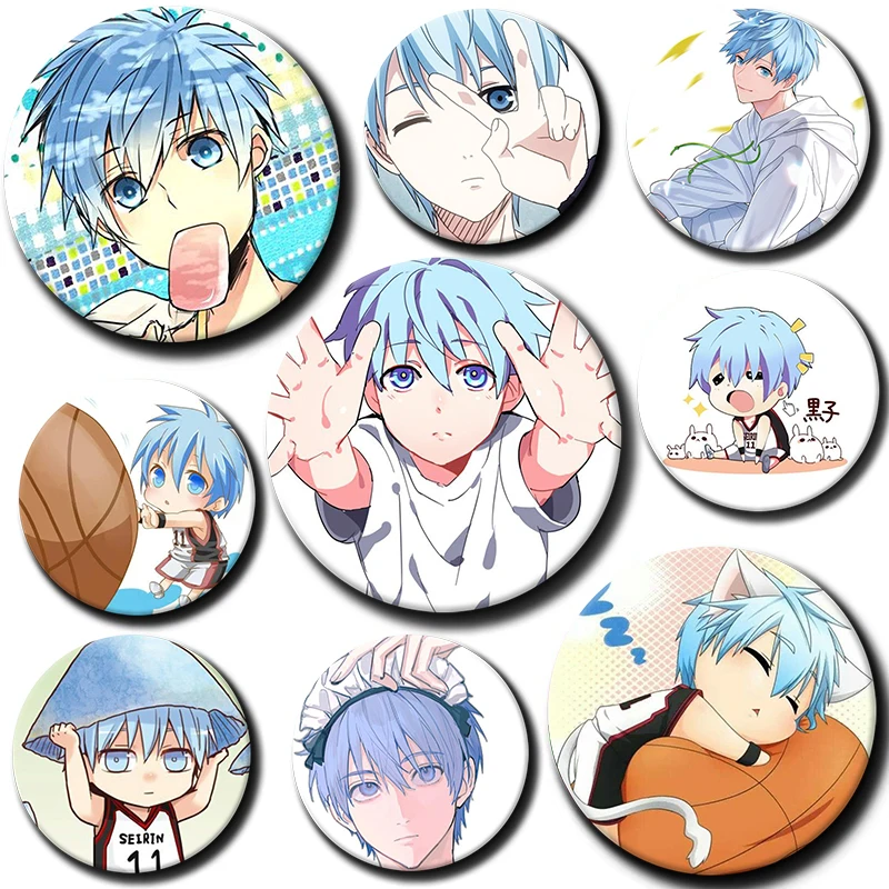 Cartoon Kuroko Tetsuya Basketball Badges Round Exquisite Badge Brooches Creative Pins For Clothes Hat Backpack Gift Accessories