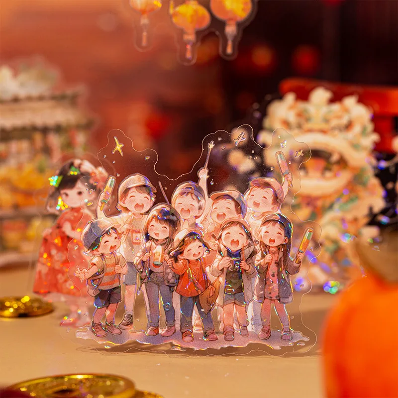 

Mr. Paper, New Year Theme Shell Light Sticker Bag Decoration Scrapbook Phone Case Notebook Diary Stationery Sticker