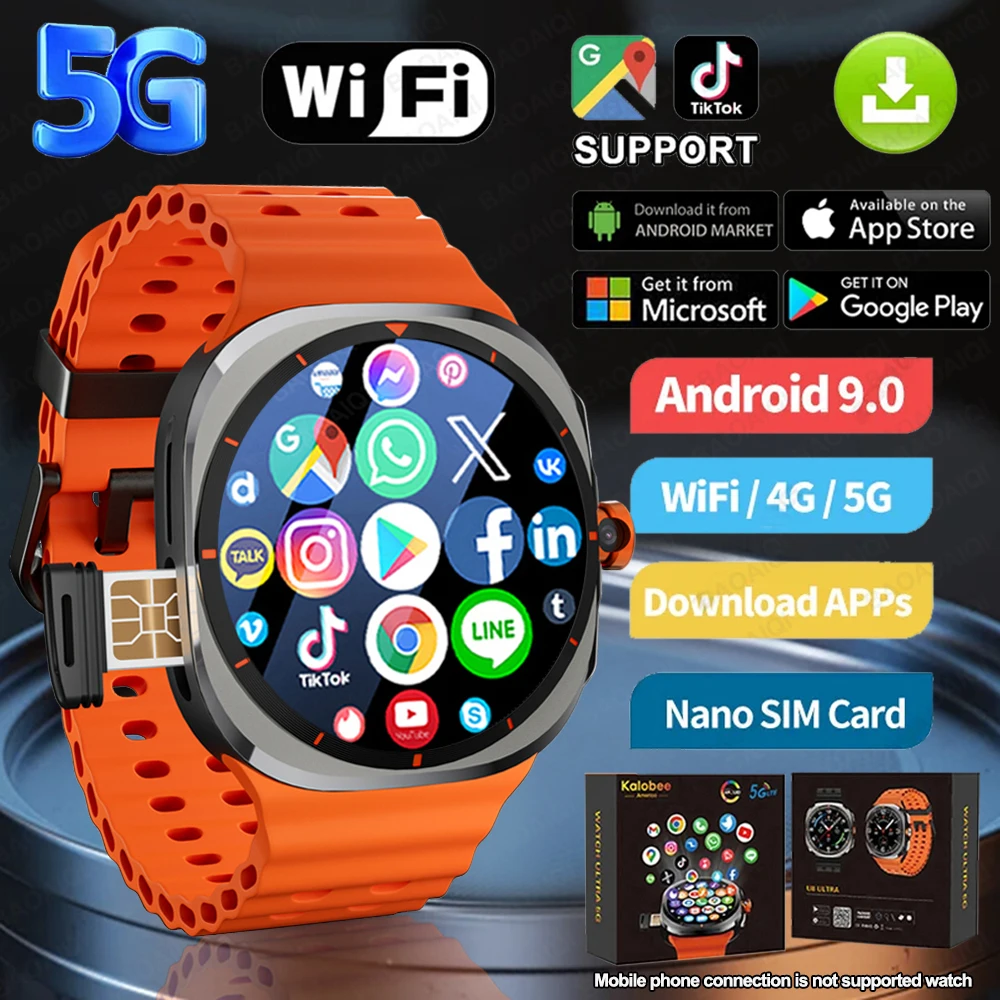 Watch 7 Ultra Smart Watch Men HD Video Call Smartwatch 4G/5G Sim Card NFC WIFI Rotary Camera Global Calling GPS Google Map Clock