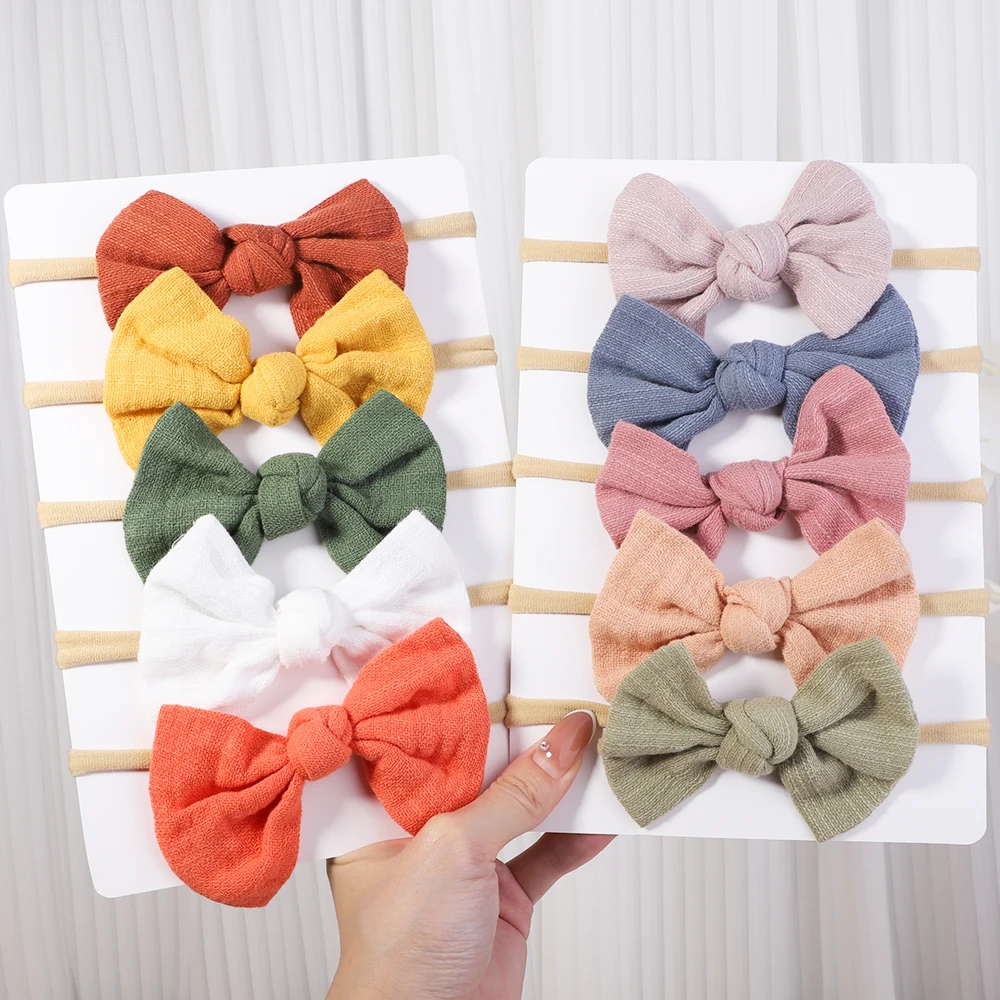 

5Pcs/Set Baby Bows Headband Nylon Headbands Cotton Hair Bands For Children Girls Soft Hairband Newborn Hair Accessories Toddler