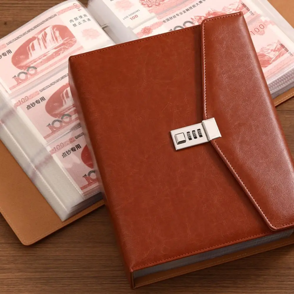 pu-leather-money-savings-binder-large-capacity-1000-pockets-cash-storage-book-with-combination-lock-savings-binder