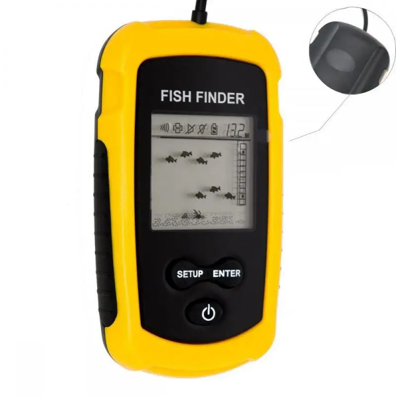 1/2PCS Portable Fish Finder Ice Fishing Sonar Sounder Alarm Rechargeble Transducer Fish Finder 0.7-100m Fishing Echo Sounder