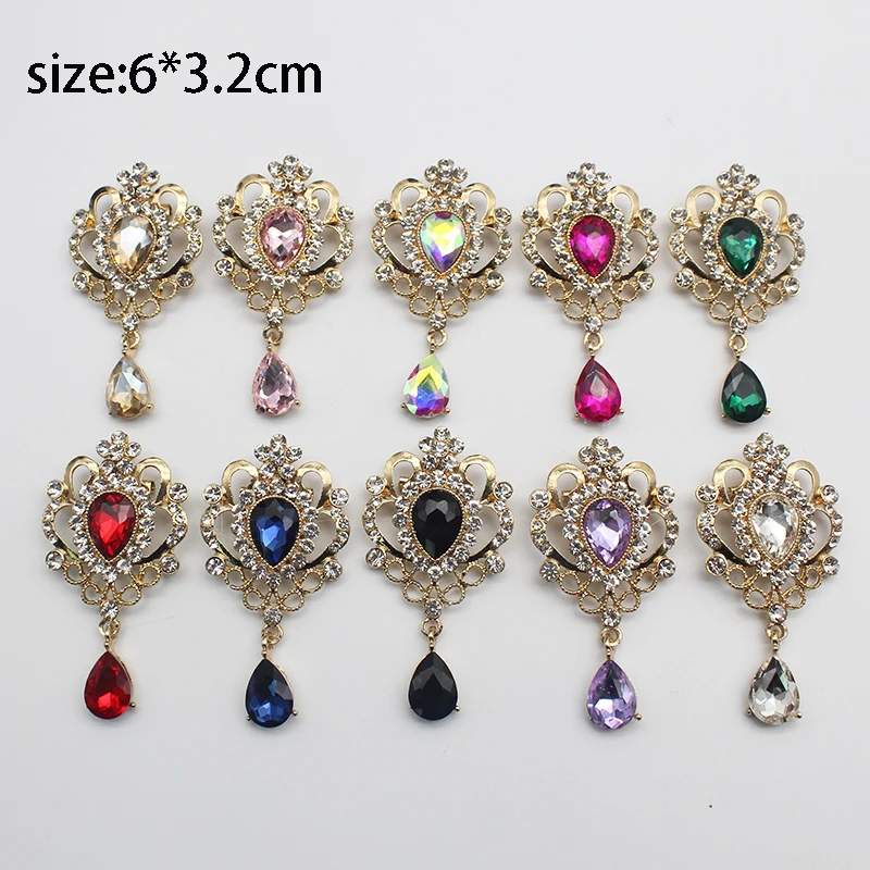 New Hot Selling Fashion Alloy Drill Button Water Drop Brooch Pendant Coat DIY Jewelry Clothing Accessories Decoration