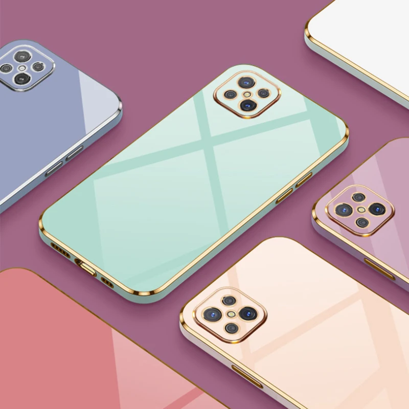 For OPPO Reno 4Z 5G Case Luxury Square Plating OPPO A92S Phone Case ShockProof Silicone Back Cover Fundas