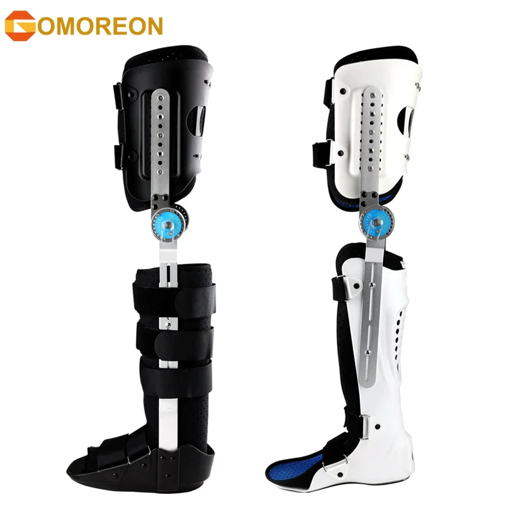 

ROM Hinged Knee Foot Support Brace Orthosis Joint Stabilizer, Adjustable Post Op Knee Full Leg Immobilizer Protector Splint