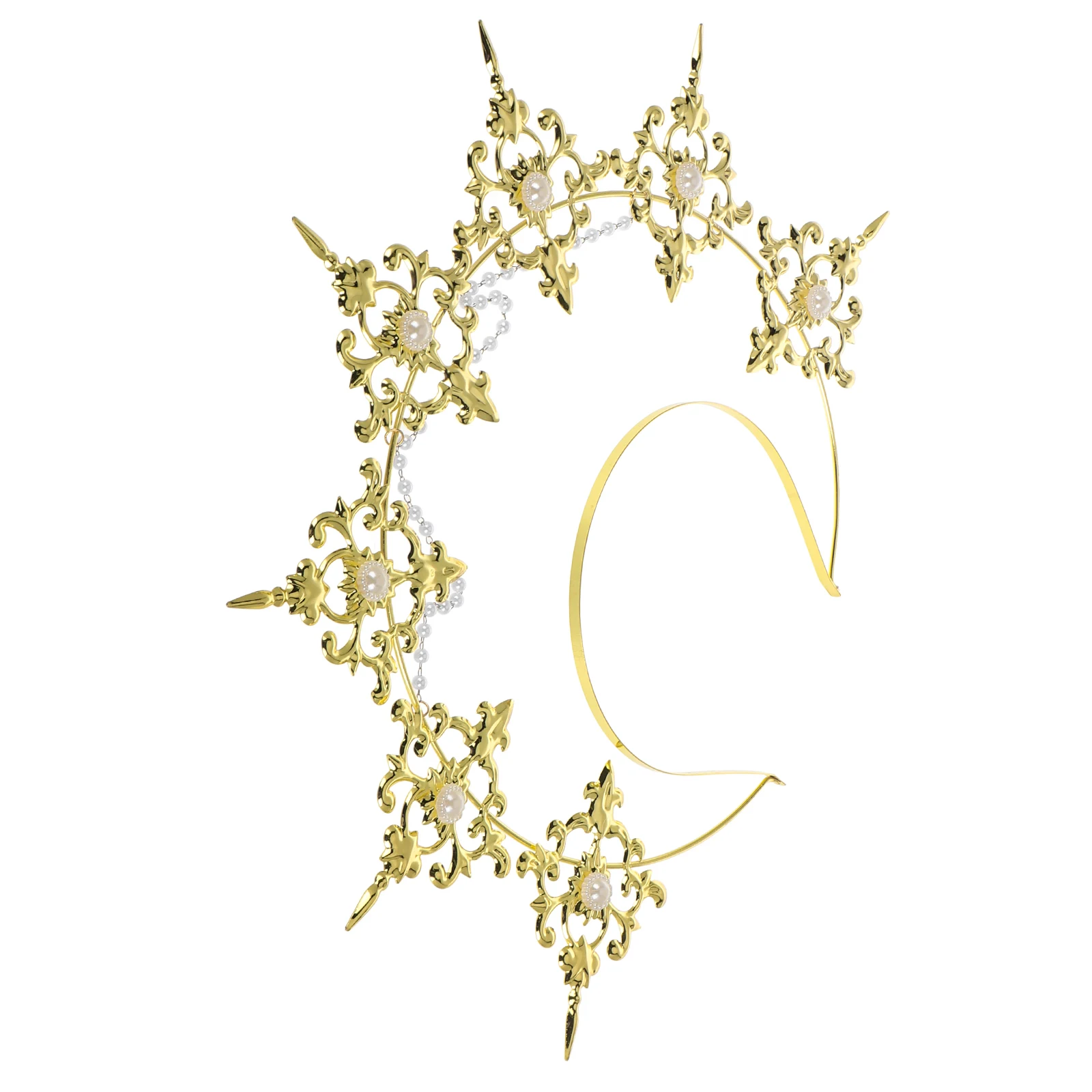 

Golden Headband Crown Goddess Costume Flame Headpiece for Women Party Wedding Accessories Hair Tools Stylish Gothic Lolita Roman