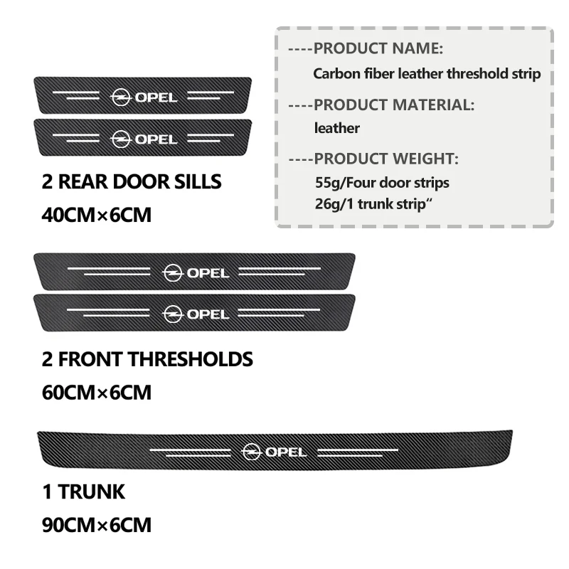 Car Door Threshold Strip Door Sill Protector Carbon Fiber Sticker For Opel Corsa Mokka Astra Cascada Adam Insignia Meriva Vectra