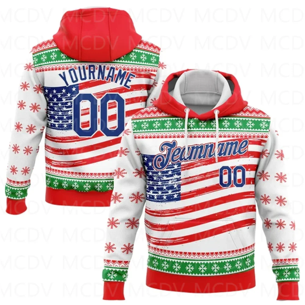 Red White-Black 3D Christmas Plaid And Snow Sports Pullover Sweatshirt Hoodie 3D Printed Hoodies Unisex Casual Street Tracksuit