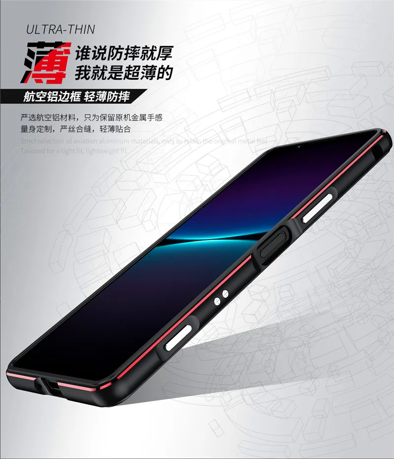 For Sony Xperia 1 IV 1IV XQCT62 XQCT54 Bumper Ultra Thin Aluminum Metal Frame Case Cover for Sony Xperia 1 IV Shockproof Bumper