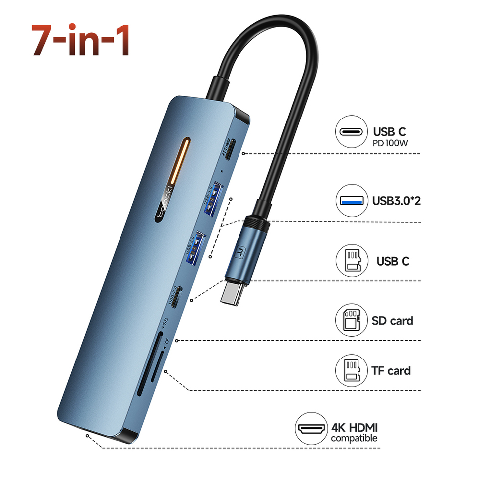 Toocki USB HUB 4K HDMI Adapter USB C to 5Gbps USB3.0/ SD/TF C Dock for MacBook Ipad Pro USB-C Type C 3.0 Splitter USB C HUB